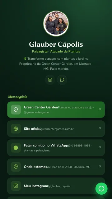Bio do paisagista Glauber Cápolis