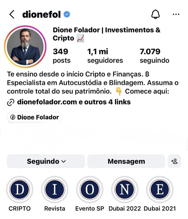 Perfil @dionefol no Instagram