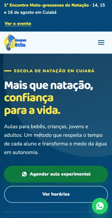 Site da Acqua Stilo Escola de Natação