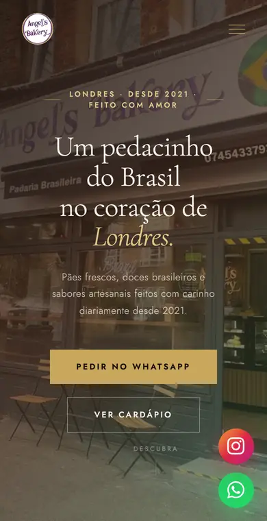 Site da Angel's Bakery em Londres