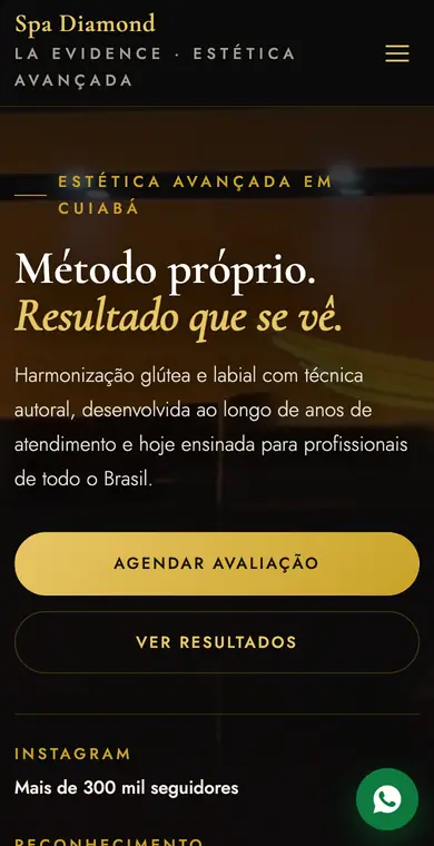 Site do Spa Diamond La Evidence