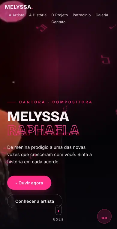 Site da cantora Melyssa Raphaela