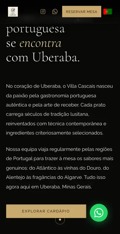 Site do restaurante Villa Cascais