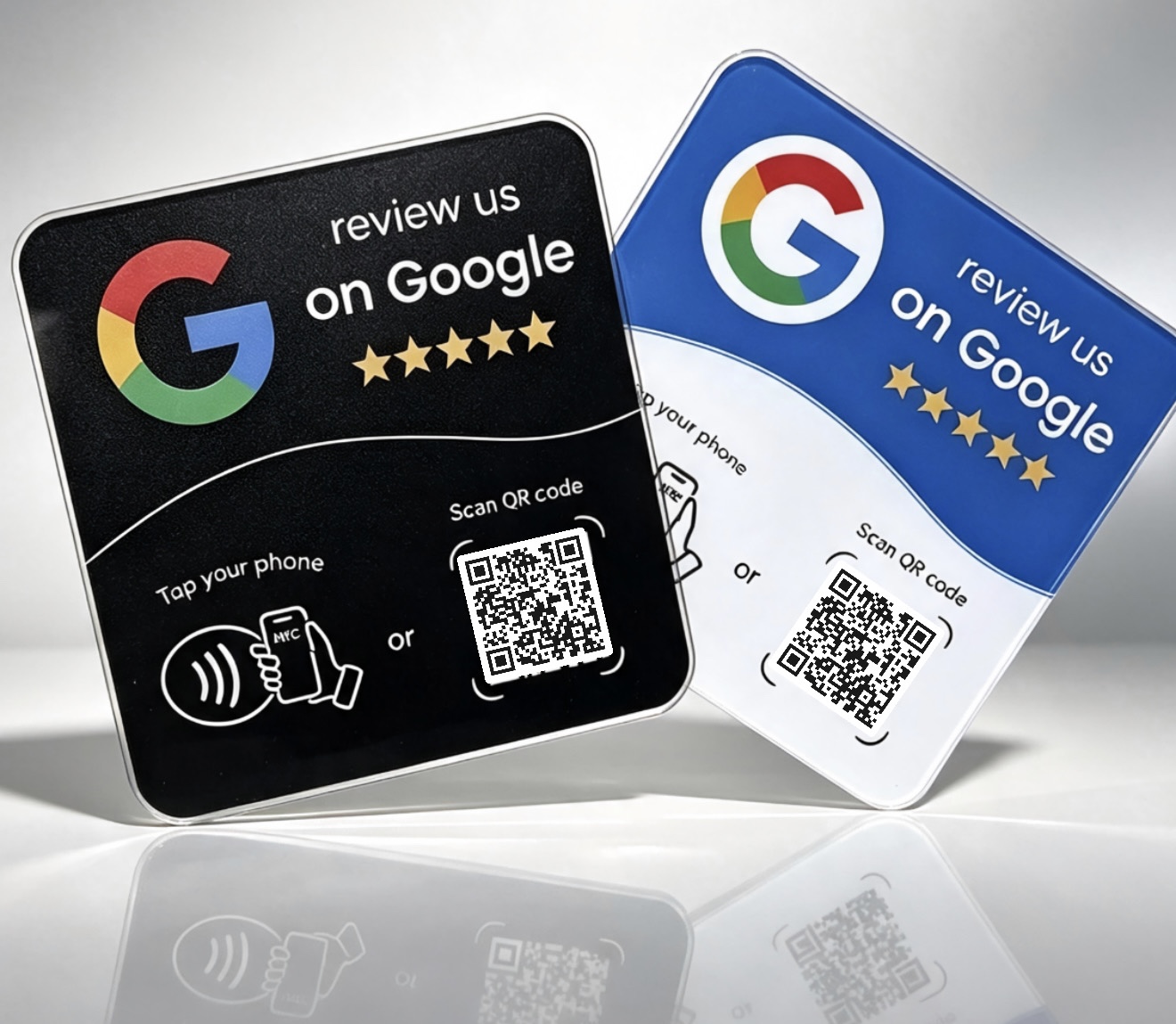 Cards de avaliação Google preto e azul